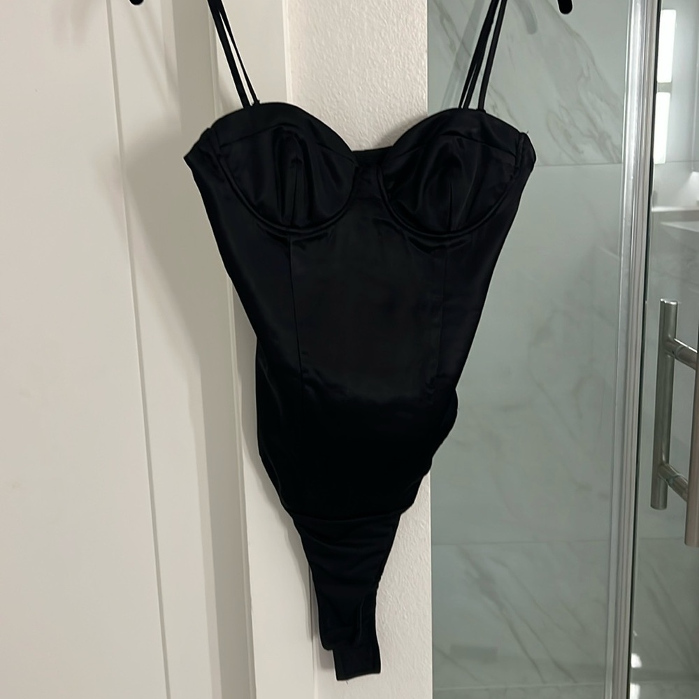 ZARA Black Corset Bodysuit with zipper on side